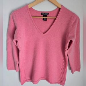 DANIEL BISHOP Pink V-Neck Cashmere Sweater